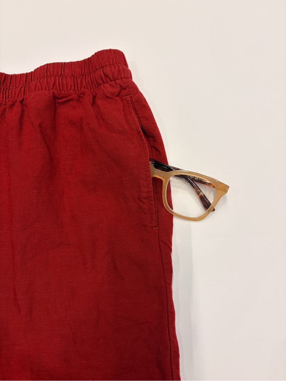 H&M Red Drawstring Linen blend Pants - Picture 7 of 9